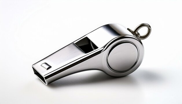 Un silvato de color plata en un espacio aislado