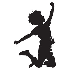 Silhouette of a Boy Exuberantly Jumping in the Air
