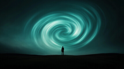 Fototapeta premium Mysterious spiral vortex in dark sky at night