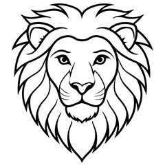 Fototapeta premium Lion head silhouette zoo eye Africa black and white