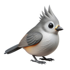 Obraz premium Tufted Titmouse bird 3D render icon isolated on white background