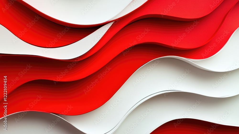 Poster abstract red and white wavy pattern design for modern backgrounds