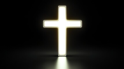 Obraz premium Illuminated Cross on Dark Background for Spiritual and Religious Themes