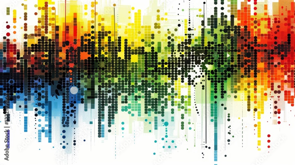 Poster abstract scatter plot clipart with rainbow gradient, ideal for statistical analysis and artistic use