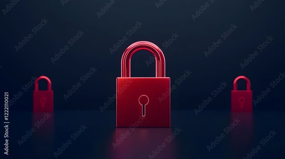 Poster radiant digital lock network 3d of a cyber risk mitigation system designed to secure digital infrast