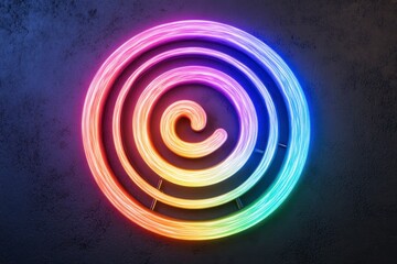 Colorful Neon Spiral Design on Dark Background for Creative Use