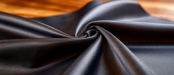 Elegant Black   Navy Silk Fabric Swirl  Draped Textile Texture