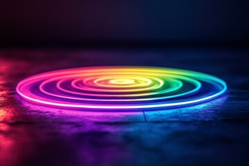 Obraz premium Colorful Spiral Light Effect on Floor Surface in Dark Environment