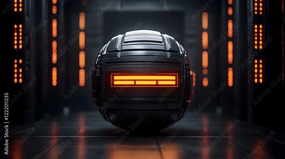Poster secure data cloud vault a glowing high tech sphere in a digital environment 3d of a futuristic cyber