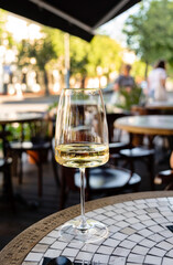 white wine on the terrace.