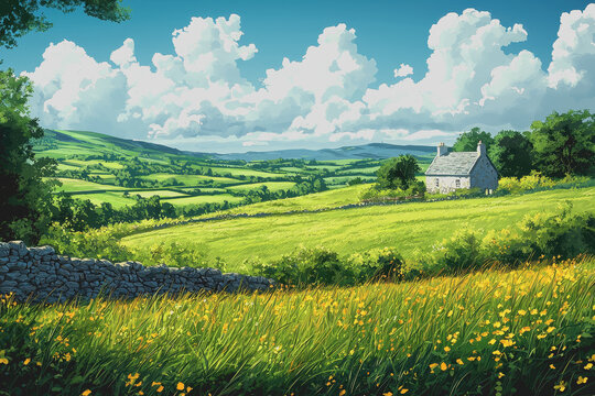 Agricultural irish traditions celebrate the beauty of rural life showcasing fields of green traditional houses and cultural heritage reflecting the essence of irelands rich historical landscape