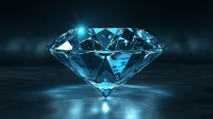 Stunning Blue Diamond Sparkling on a Dark Background