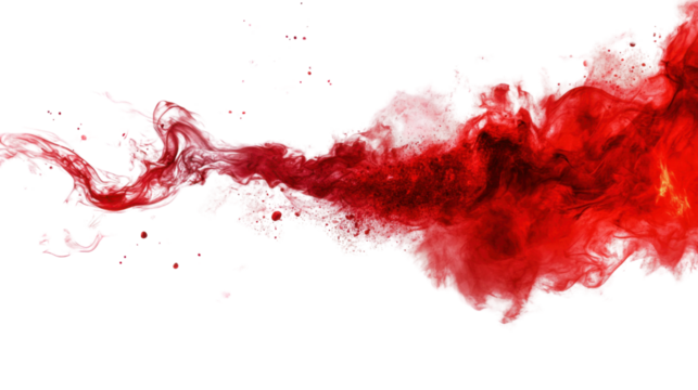 Abstract red smoke flames on transparent background 