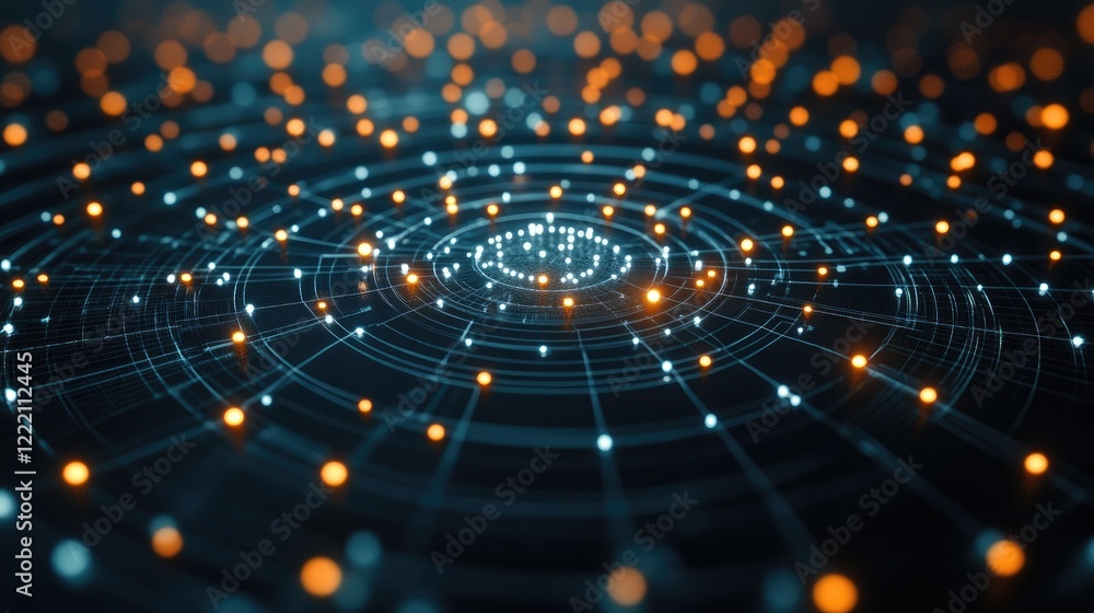 Aufkleber Unconnected pegs arranged around the center of a network, symbolizing potential connections, communication gaps, or isolated nodes in a data structure or system