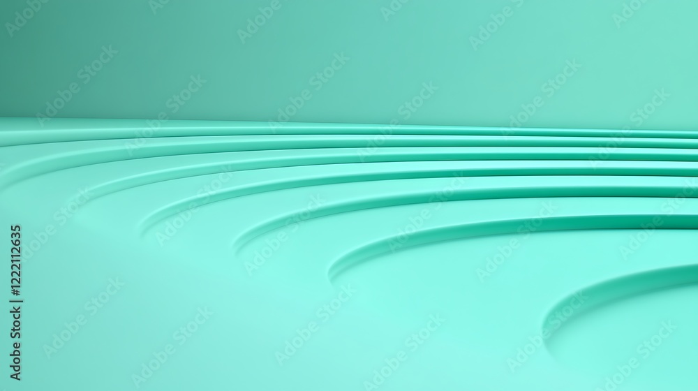 Poster abstract background with gentle curved lines in soft mint green tones for modern design projects