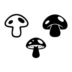 Create a black and white mushroom icons