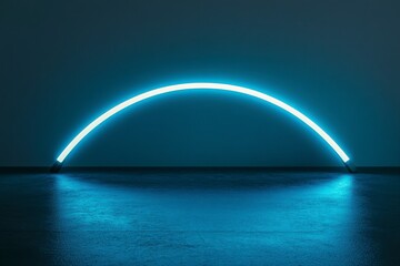 Modern Neon Light Arch on Dark Wall in Minimalist Environment