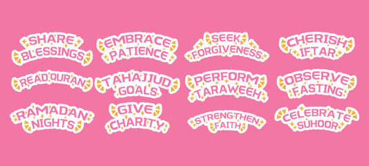 Bundle Sticker Ramadhan Activity. Vector Illustration