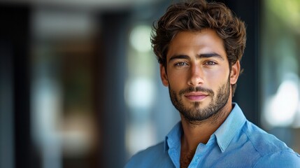 Obraz premium Portrait of a Handsome Man with Curly Hair