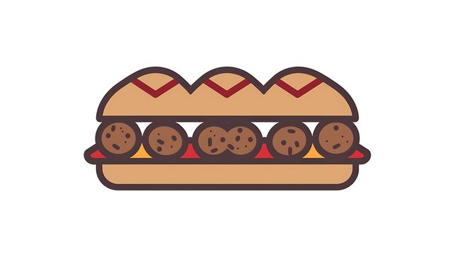 meatball sandwich brown outline style clip art preview