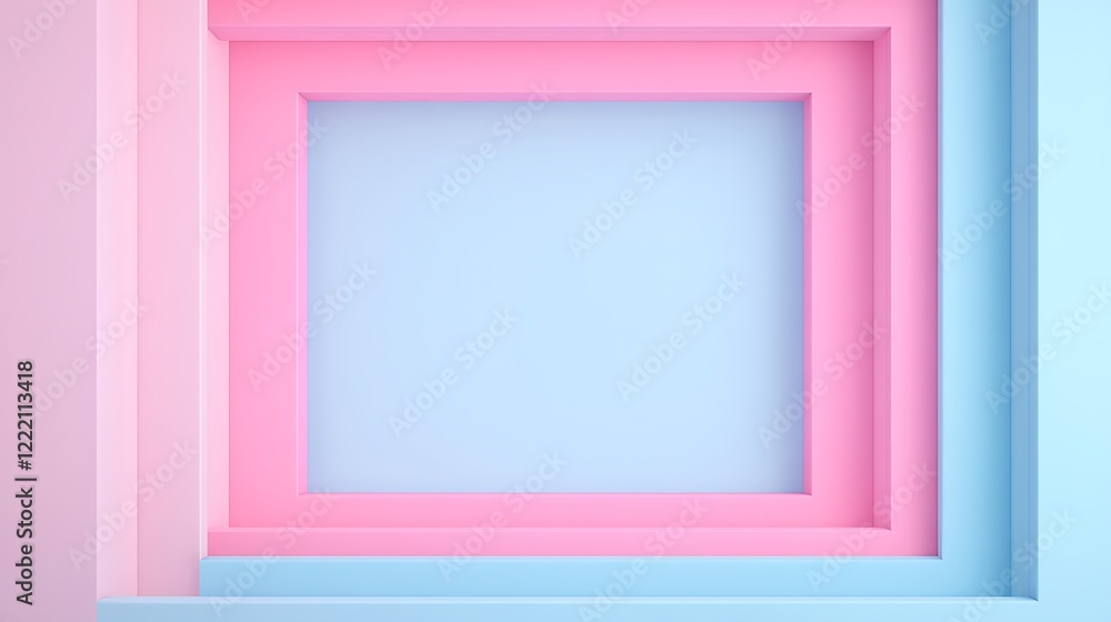 Poster abstract colorful layered background with soft pink and blue rectangular frames for design and art p