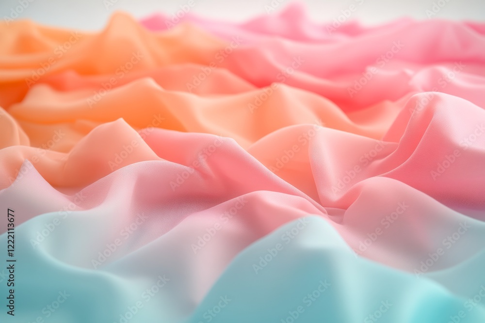 Fototapete close-up view of a delicate pastel fabric scrap showcasing soft textures and colors arranged perfect