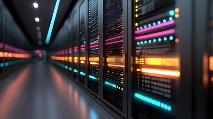 Vibrant and dynamic 3D of an AI powered energy network with innovative digital data streams showcasing a high tech futuristic infrastructure for seamless connectivity and information processing