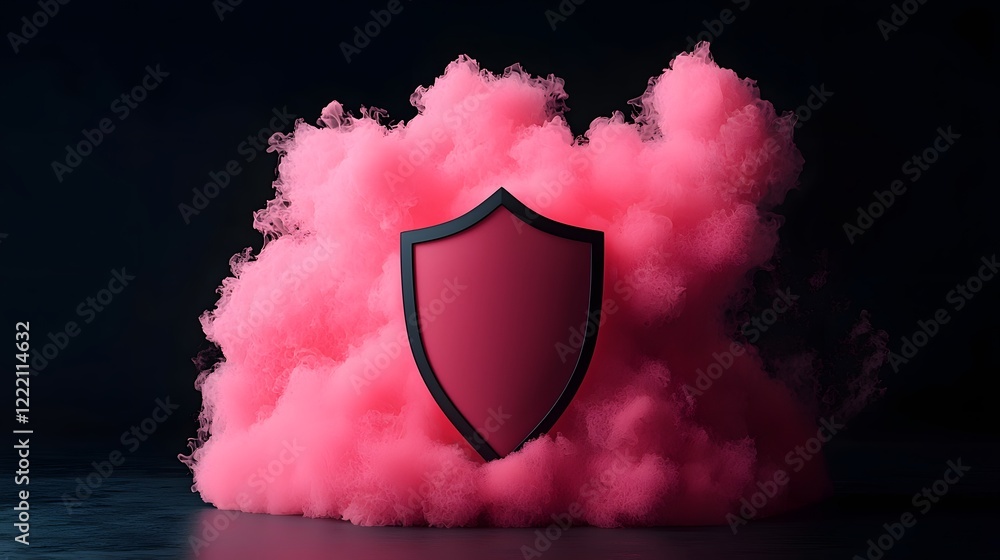 Poster vibrant glowing shield represents secure cloud storage and end to end encryption 3d depicting digita