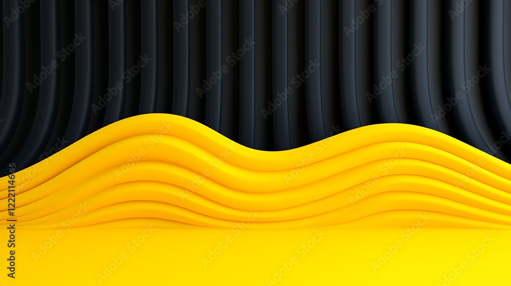 Poster abstract curved yellow and black waves creating a dynamic and modern background for creative design 
