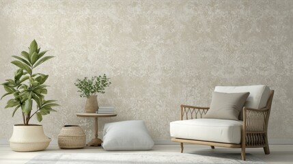 Vintage wallpaper with delicate lace-inspired patterns in faded ivory tones