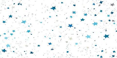 Abstract blue and multicolor star design greeting doted confetti on white background. Concept of anniversary, Christmas decoration, greeting card, party social event vector illustration.