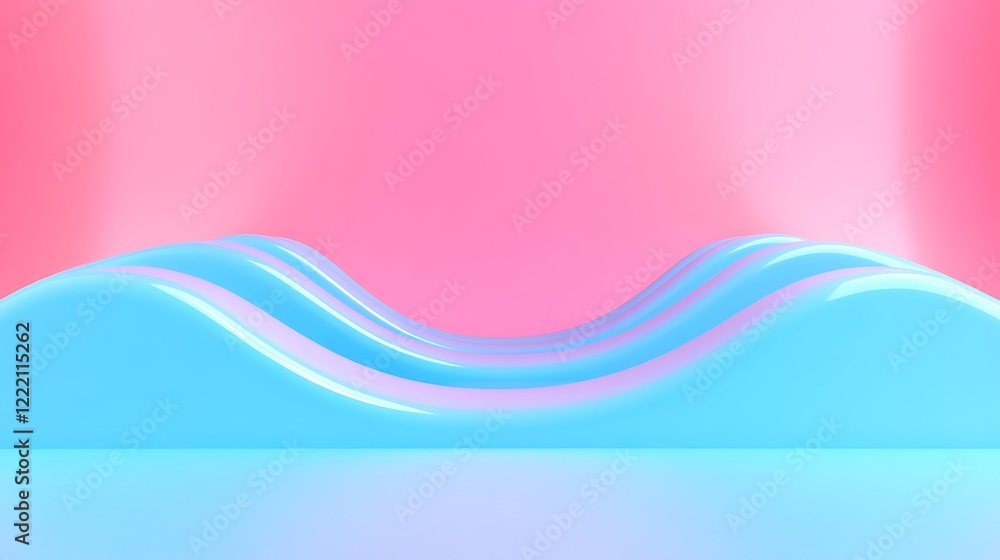 Poster Abstract design with smooth curves in vibrant blue and pink colors creating a modern artistic background