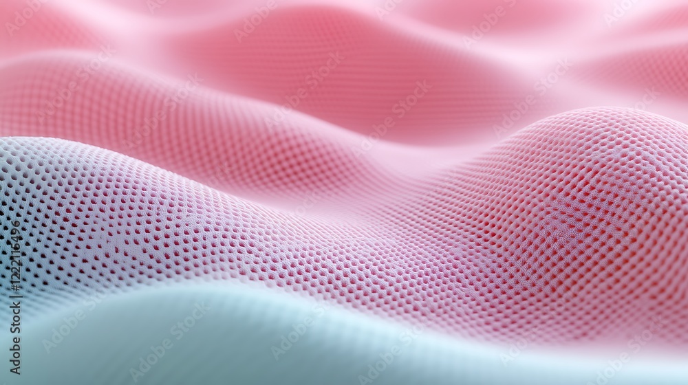 Poster abstract flowing textile background with soft waves in pink and blue tones full of texture and depth