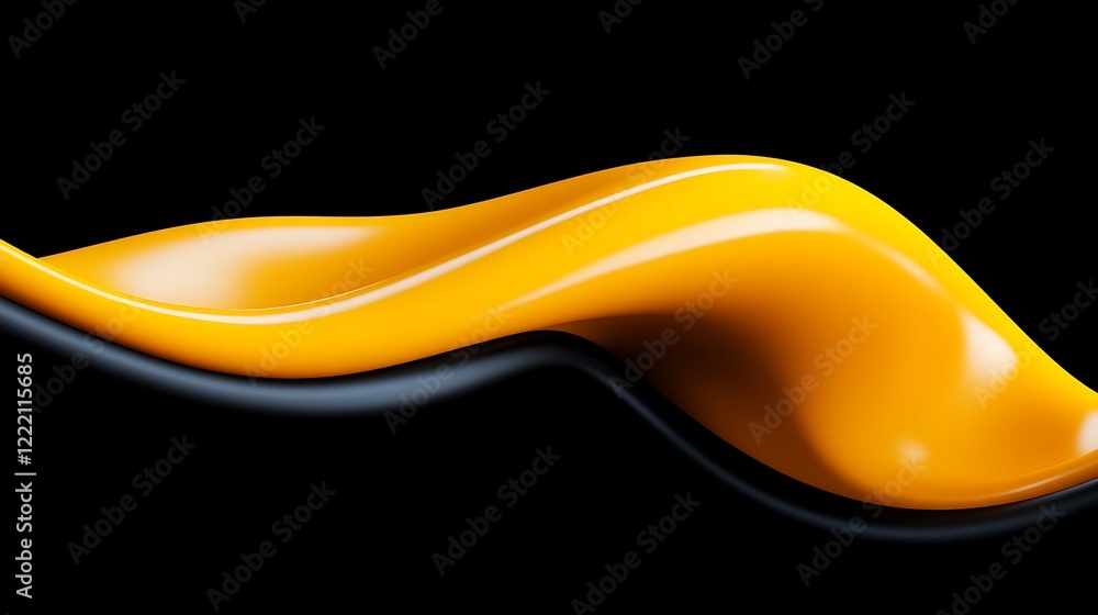 Poster abstract flowing yellow and black wave over a smooth surface with striking contrast and dynamic move