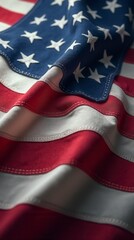 Waving American Flag Symbolizing Freedom And Patriotism