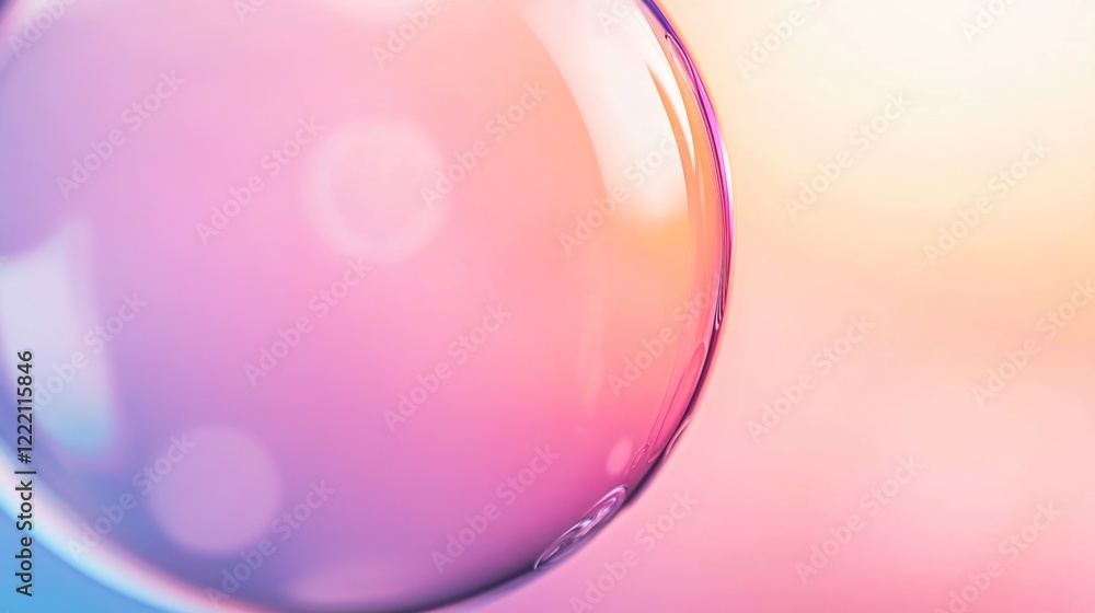 Poster A soap bubble floats gently, displaying the full spectrum of rainbow colors while set against a soft pastel backdrop, inviting wonder and admiration