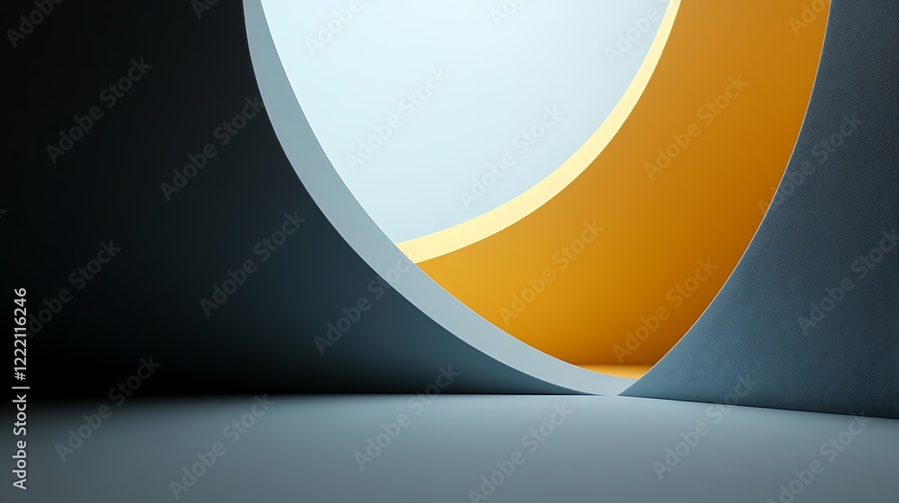 Poster abstract geometry with curved shapes and soft light creating artistic modern interior design space