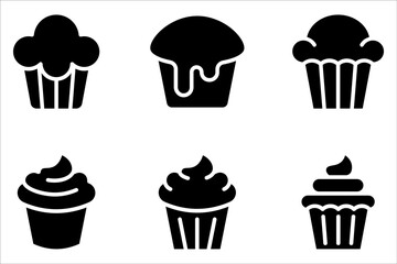 Cupcake Icon set. Cake icon collection on white background
