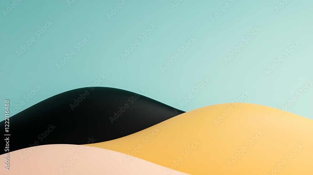 Poster abstract landscape with smooth curves in pastel colors representing harmony and tranquility in moder