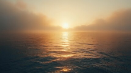 Obraz premium Sun Rising over Calm Sea, Gentle Sky Awakening