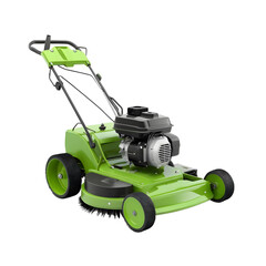 Fototapeta premium Modern Green Lawn Mower with Transparent Background