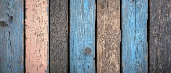 Fototapeta premium Rustic Wooden Background Texture Blue Brown Gray Weathered Planks