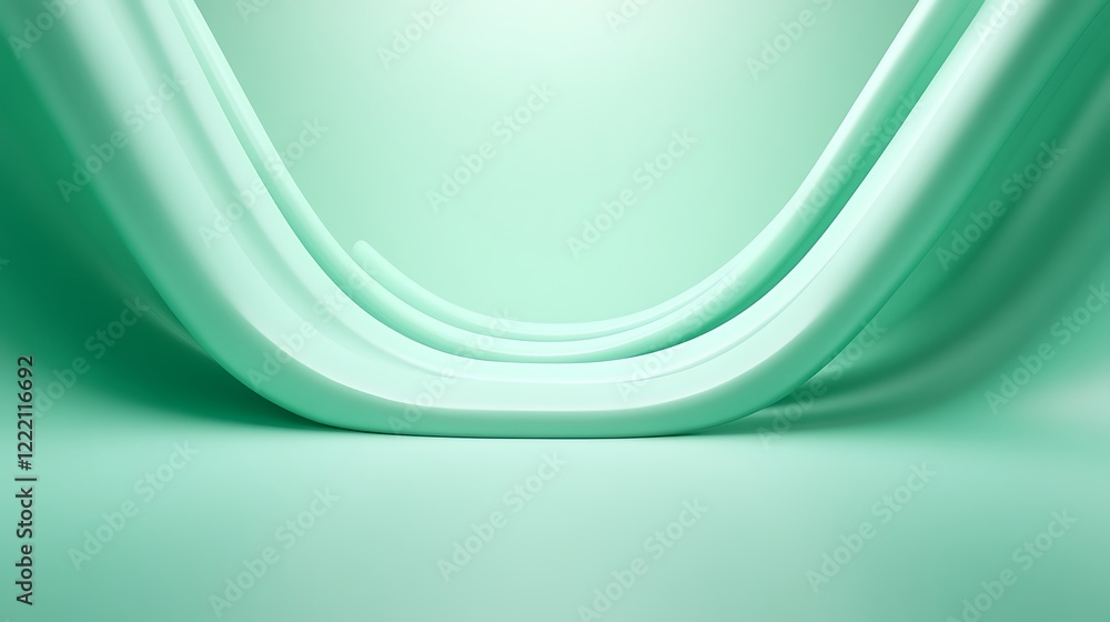 Poster abstract light green curved lines creating modern minimalist background for creative projects and de