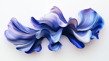 Flowing 3d brushstrokes with blue and purple gradient colors. Ribbon shapes with smooth transitions and textured edges. Modern graphic design elements vector set of wave acrylic paint brush stroke.