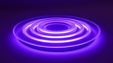 Abstract Purple Light Waves Creating Circular Patterns on Black Surface