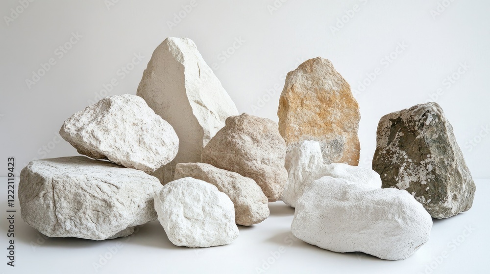 Poster assorted natural rocks and stones in various textures and colors perfect for background design or na