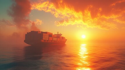  sailing container cargo ship carrier, international logistic and import export transportation business.