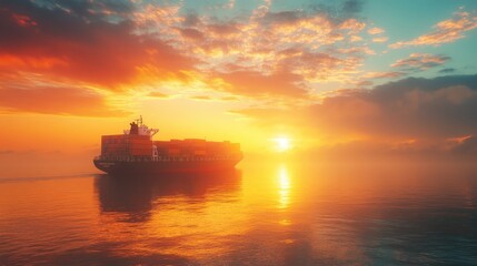 Obraz premium sailing container cargo ship carrier, international logistic and import export transportation business.