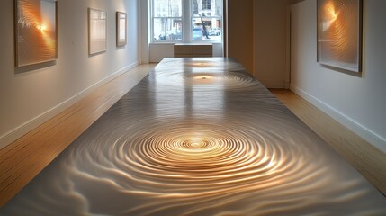 Fototapeta premium Reflective art installation in gallery.