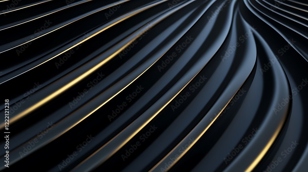 Poster abstract wavy lines in black and gold texture for background design and modern art concepts